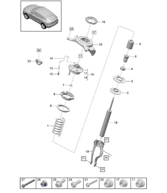 Diagram 402-006 Porsche Macan (95B) MK2 2019-2021 Front Axle, Steering 