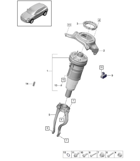 Diagram 402-010 Porsche Macan (95B) MK2 2019-2021 Front Axle, Steering 
