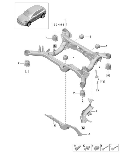 Diagram 501-000 Porsche Macan (95B) MK2 2019-2021 Rear Axle