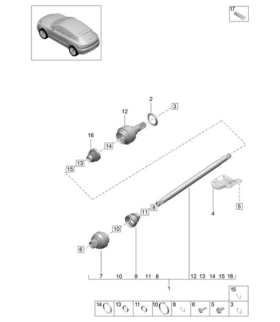 Diagram 501-030 Porsche Macan (95B) MK2 2019-2021 Rear Axle