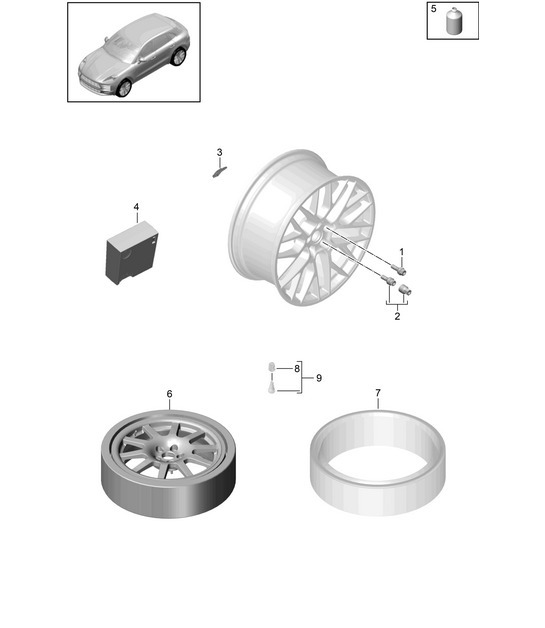 Diagram 601-030 Porsche Macan (95B) MK2 2019-2021 Wheels, Brakes