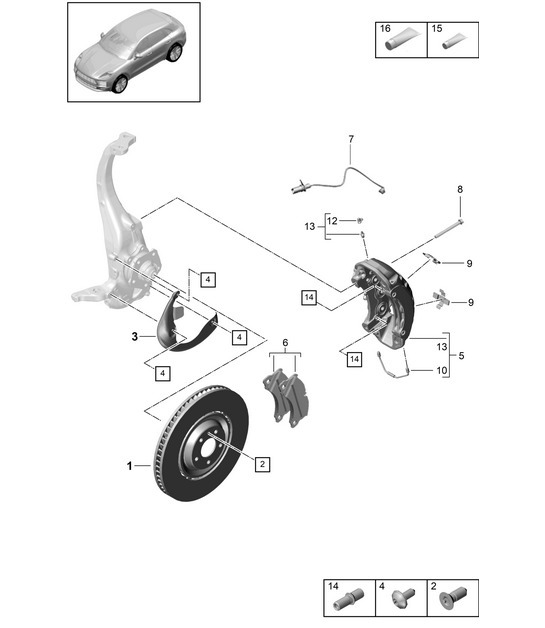 Diagram 602-000 Porsche Macan (95B) MK2 2019-2021 Wheels, Brakes