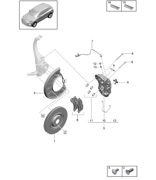 Diagram 602-005 Porsche Macan (95B) MK2 2019-2021 Wheels, Brakes