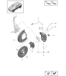 Disc brake / Front axle - GREY - PR:1LB, 1LF, 1A2, A8F, 0F5 - 95B (II / III) Macan D>> - MJ 2021 