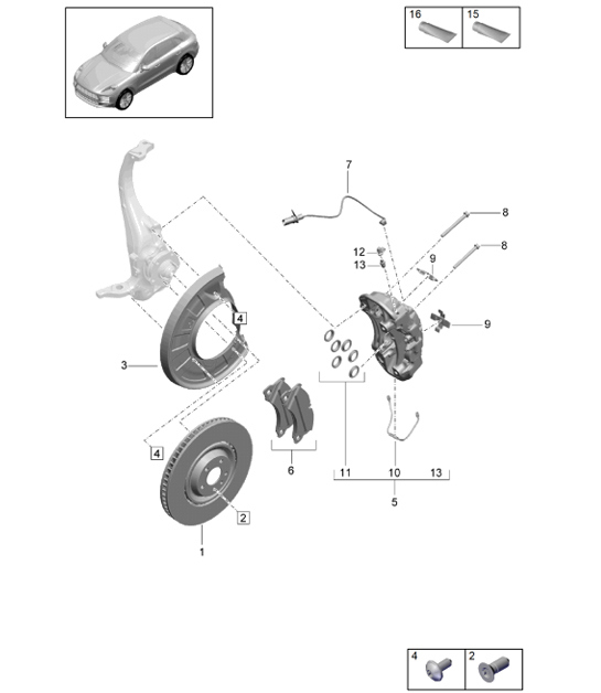 Diagram 602-010 Porsche Macan (95B) MK2 2019-2021 Wheels, Brakes
