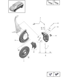 Disc brake / Front axle - GREY / RED - PR:1LB, 1LF, 1LG, 1ZK -   95B (II / III) Macan D>> - MJ 2021