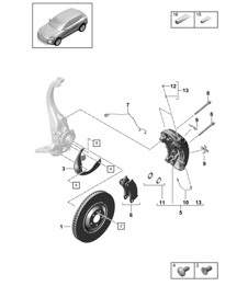 Disc brake / Front axle - YELLOW - PR:1LY -  95B (II / III) Macan  D - MJ 2022>>