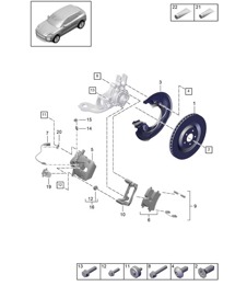 Disc brake / Rear axle  -  PSCB,  WHITE / RED - PR:1KN, 1KW -  95B (II / III) Macan D >> - MJ 2021
