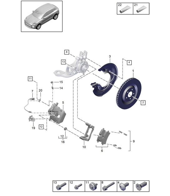 Diagram 603-100 Porsche Macan (95B) MK2 2019-2021 Wheels, Brakes
