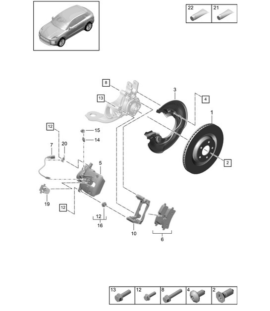 Diagram 603-150 Porsche Macan (95B) MK2 2019-2021 Wheels, Brakes