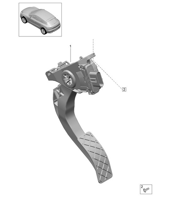 Diagram 704-000 Porsche Macan (95B) MK2 2019-2021 Hand Lever System, Pedal Cluster 