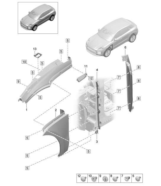 Wing  - FRONT - 95B (II / III) Macan 2019 - 2024