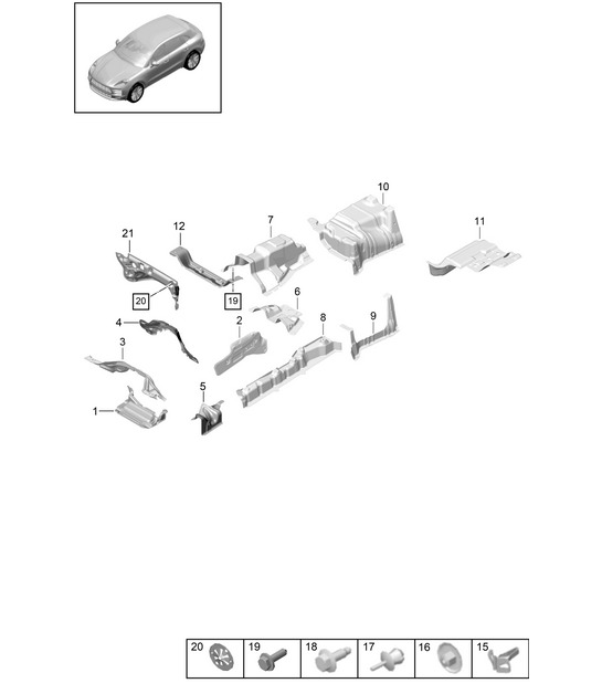 Trim / Heat insulation / Underbody  95B (II / III) Macan  2019 - 2024