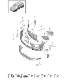 Front bumper - Sport Design Package  / GTS  - PR:2D1, 2D2, E0W -  95B (II / III) Macan 2019 - 2024