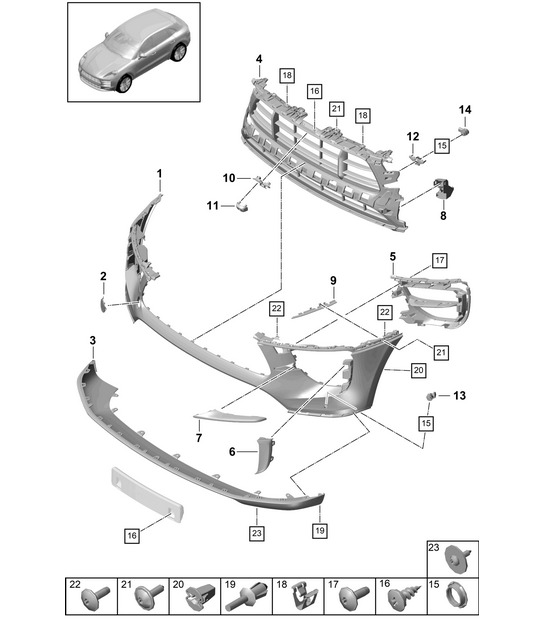 Front bumper / Sport Design Pack / Turbo -  95B (II / III) Macan 2019 - 2024