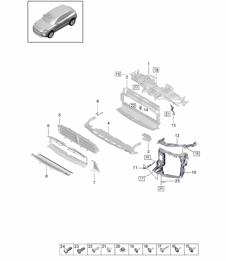 Carrier / Cooler for coolant / Air guide and lock carrier - R4 TFSI - PR:T2B -  95B (II / III) Macan 2.0L 2019 - 2024