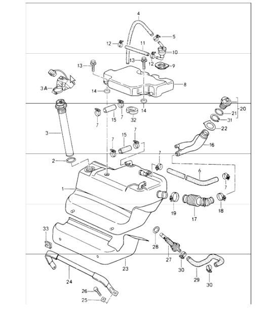 Diagram 201-00 Porsche Cayman 987C / 981C (2005-2016) Fuel System, Exhaust System