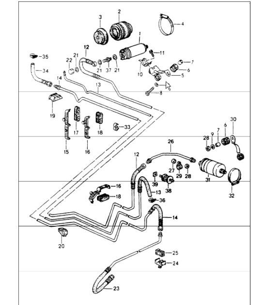 Diagram 201-05 Porsche Macan (95B) MK1 (2014-2018) Fuel System, Exhaust System