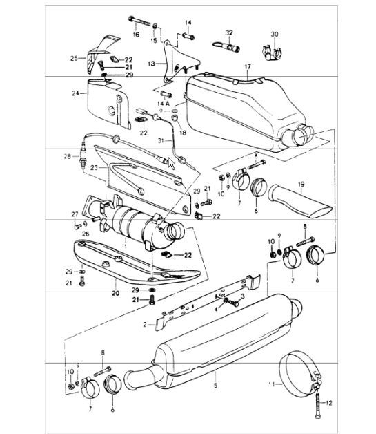 Diagram 202-00 Porsche 997 Carrera 4 3.6L 2005>> Fuel System, Exhaust System
