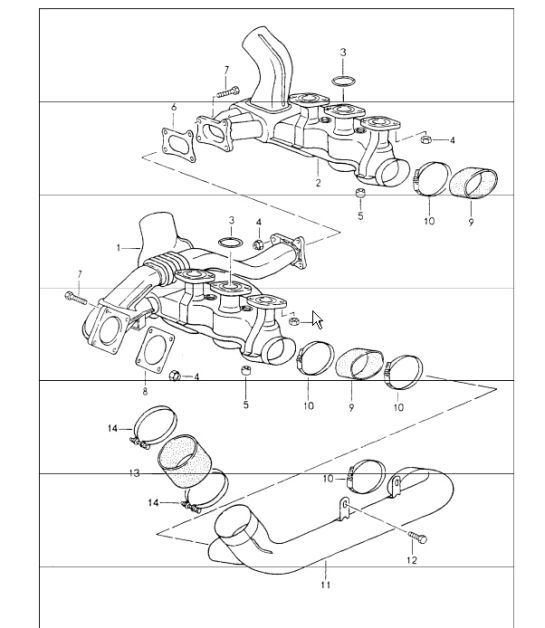 Diagram 202-05 Porsche 964 (911) TURBO 3.6L 1991-93 Sistema de combustible, sistema de escape