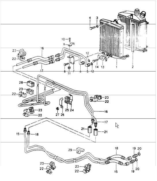 tiptronic atf cooler, atf lines 964 CARRERA 2 A50.01/02/03 1990-94