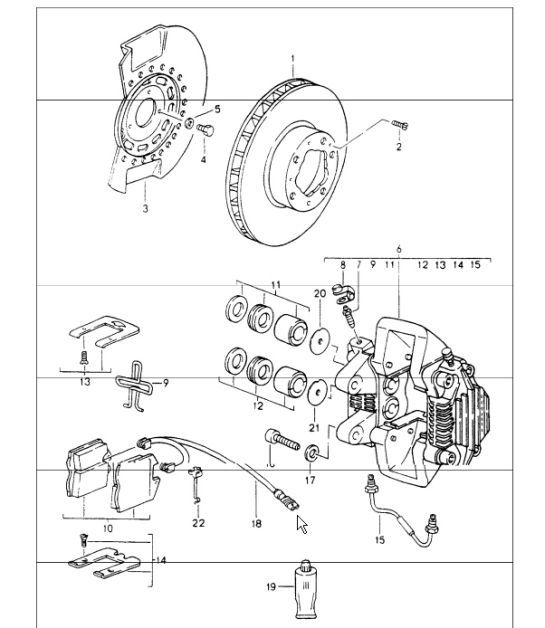 Diagram 602-01 Porsche Boxster S 986 3.2L 2003-04 Ruote, freni