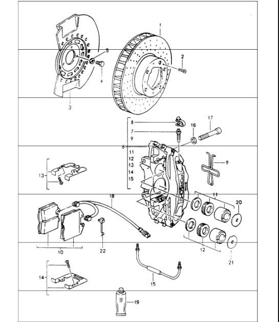 Diagram 602-05 Porsche Boxster 986 2.7L 2003-04 Wheels, Brakes