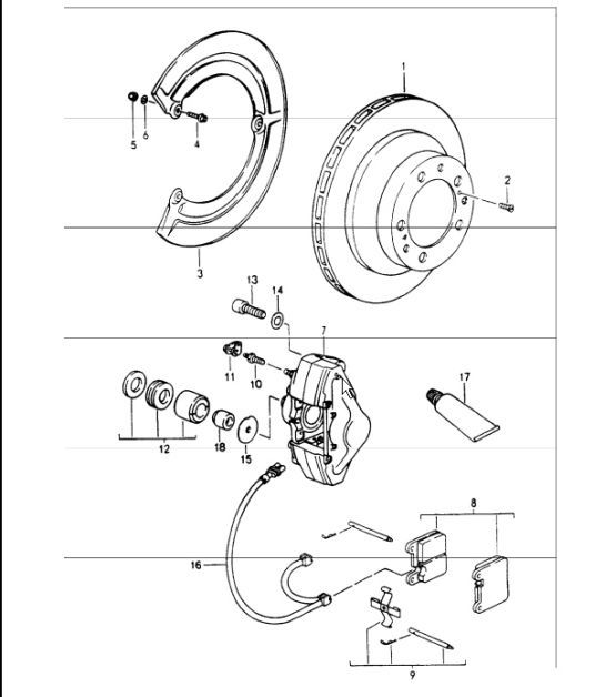 Diagram 603-05 Porsche 964 (911) (1989-1994) Wheels, Brakes