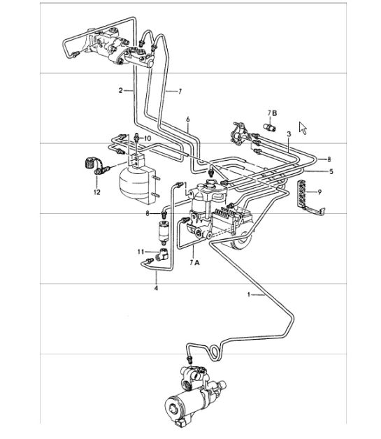 brake lines body front section 964 CARRERA 4, CARRERA RS and TURBO/LOOK 1989-94