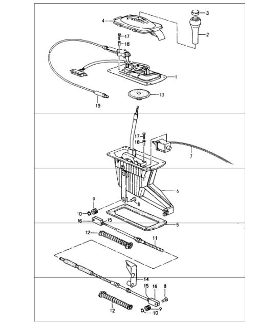 Diagram 701-02 Porsche Cayman 987C / 981C (2005-2016) Hand Lever System, Pedal Cluster 