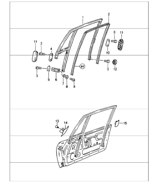 door glass frame 964 COUPE 1989-94