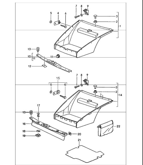 interior equipment FRONT luggage compartment 964 1989-94