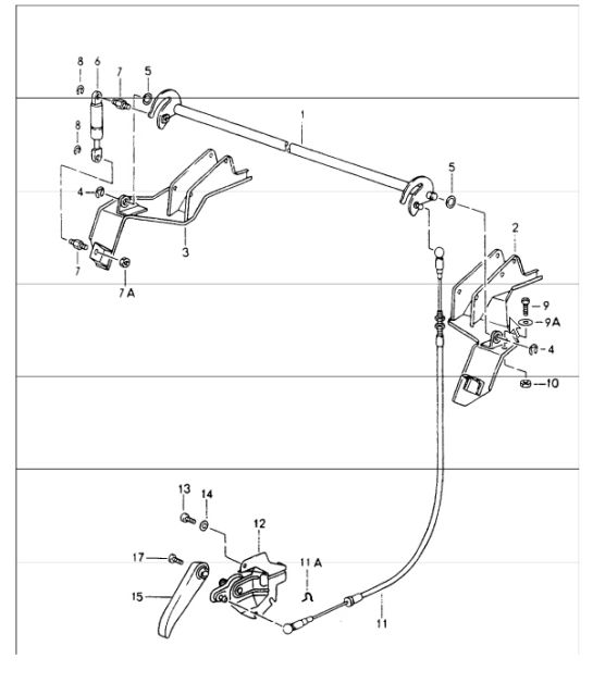 rear covering, control shaft, single parts 964 SPEEDSTER 1989-94