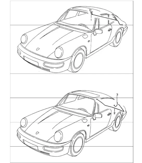porsche 964 line drawing
