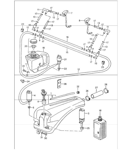 windscreen washer system 964 1989-94