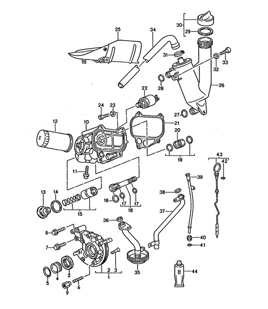 Engine lubrication (Model: M44.43/44) 968 1992-95