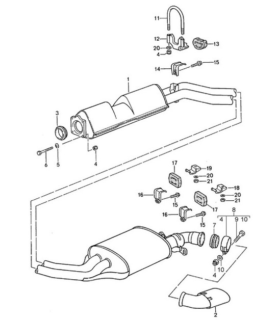 Diagram 202-005 Porsche Macan (95B) MK1 (2014-2018) Fuel System, Exhaust System