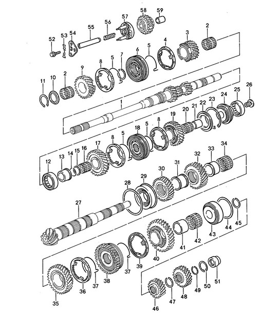 Manual transmission / Gears and shafts (Model: G44.00) 968 1992-95