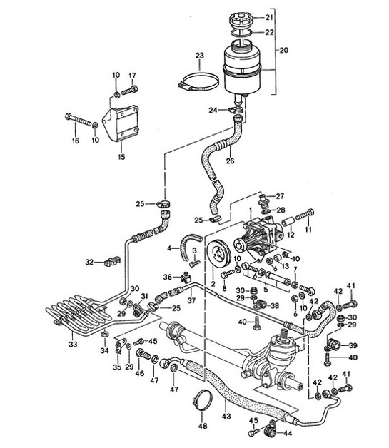 Diagram 403-002 Porsche Macan (95B) MK1 (2014-2018) Front Axle, Steering 
