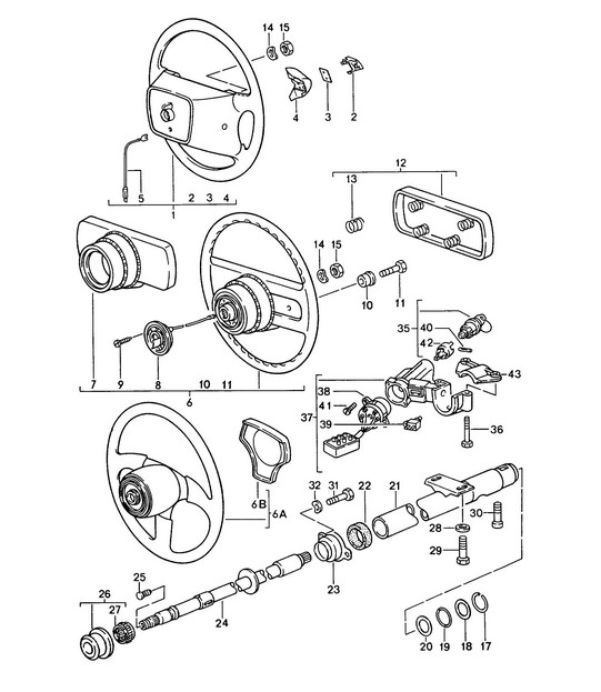 Steering wheel / Steering column / Steering lock 968 1992-95