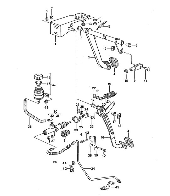 Brake / Clutch / Pedals / Right-hand drive  968 1992-95