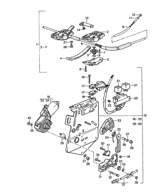 Lifting roof / Driving mechanism (PR:650, Detachable roof, electrical) 968 1992-95