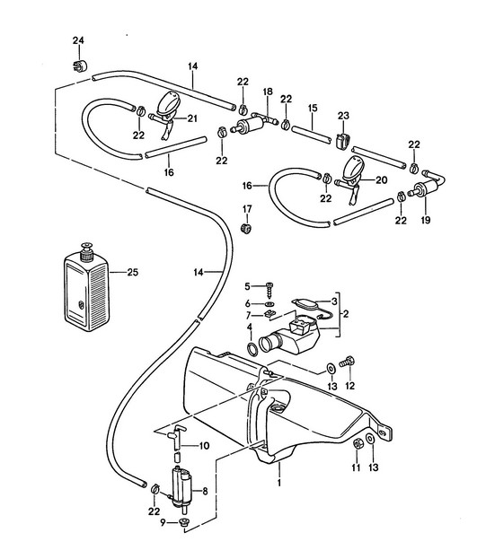 Windscreen washer system 968 1992-95