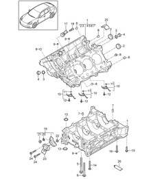 Crankcase housing / Individual parts (Model: 4620,CWAA, CXNA+ PR:338) Panamera 970 (G1) 3.6L 2010-16