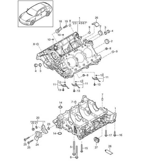Diagram 101-042 Porsche Panamera 970 MK1 (2009-2013) Engine