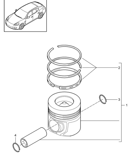 Piston / Piston rings (Model: CGEA,CGE, CGFA) Panamera 970 (G1) 3.0L HYBRID 2012-16