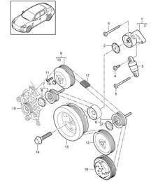 Belt tensioner / Belt drive (Model: CWDA,CWD, CWFA,CWF) Panamera 970 (G1) 3.0L 2014>>