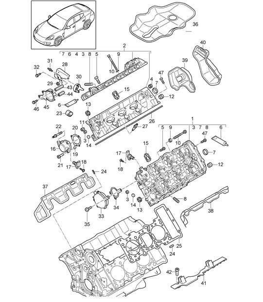 Cylinder head (Model: CGEA,CGE, CGFA) Panamera 970 (G1) 3.0L HYBRID 2012-16