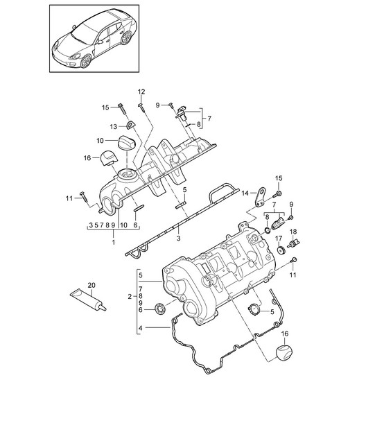 Valve cover (Model: 4620,4640, CWAA,CXNA) Panamera 970 (G1) 3.6L 2010-16