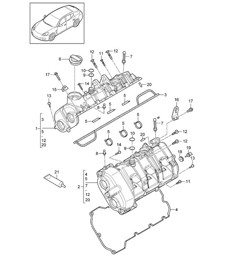 Valve cover (Model: CWDA,CWD, CWFA,CWF) Panamera 970 (G1) 3.0L 2014>>